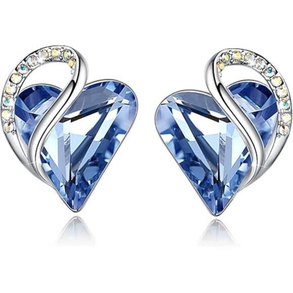 Leafael Infinity Love Heart Birthstone Crystal Stud Earrings for Women - Picture 7 of 7